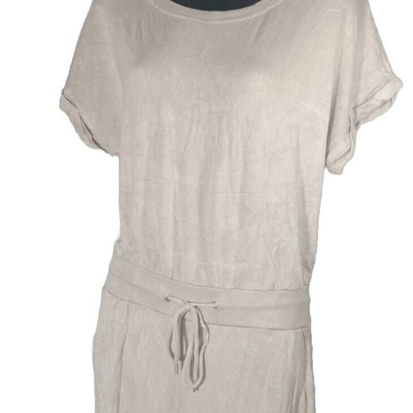Rachel Zoe Women's Crop Jumpsuit Romper Wide Leg Tie Waist Short Sleeve Beige M - Picture 5 of 11